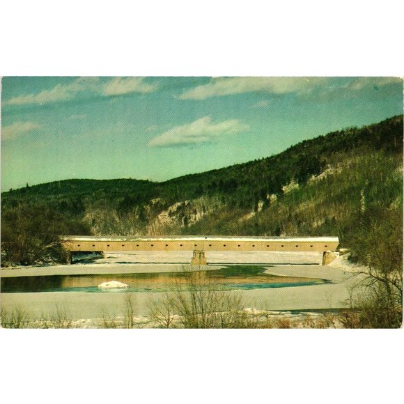 Covered Bridge Windsor Vermont Cornish New Hampshire Postcard New England Travel - Picture 1 of 2